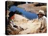 Les Grands Espaces THE BIG COUNTRY by William Wyler with Jean Simmons and Gregory Peck, 1958 (photo-null-Stretched Canvas