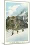 Les Grands Mulets, Winter Hikers in the Alps-null-Mounted Art Print