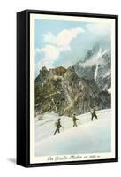 Les Grands Mulets, Winter Hikers in the Alps-null-Framed Stretched Canvas