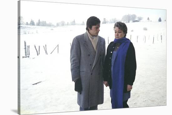 Les granges brulees by JeanChapot with Alain Delon and Simone Signoret, 1973 (photo)-null-Stretched Canvas