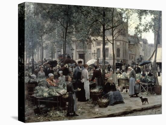 Les Halles, Paris 'Central Market', 1880-Gilbert Victor Gabriel-Stretched Canvas