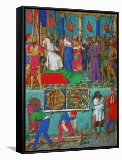 Les Heures D'Etienne Chavalier: Christ Before Pilate-Jean Fouquet-Framed Stretched Canvas