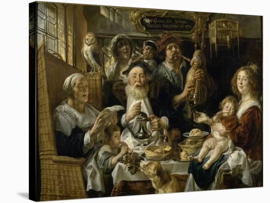 Les Jeunes piaillent comme chantent les vieux-Jacob Jordaens-Stretched Canvas