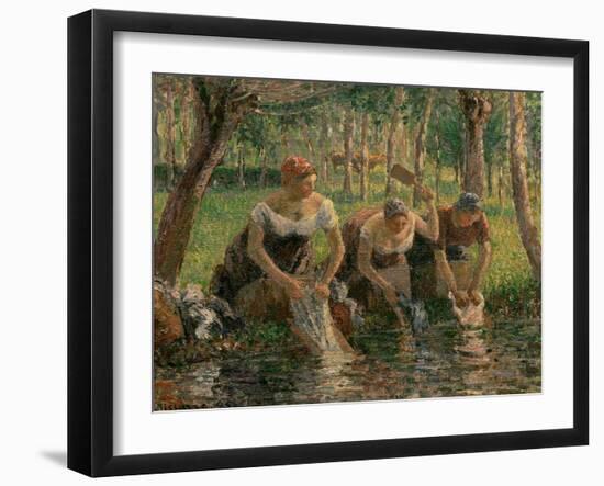 Les Lavandieres, the Washerwomen, 1895-Camille Pissarro-Framed Giclee Print