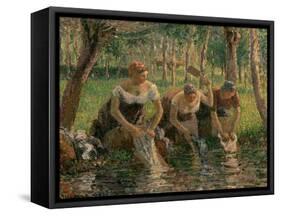 Les Lavandieres, the Washerwomen, 1895-Camille Pissarro-Framed Stretched Canvas