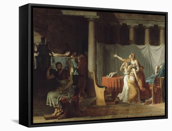 Les Licteurs rapportent à Brutus les corps de ses fils-Jacques-Louis David-Framed Stretched Canvas