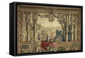 Les Maisons royales. Octobre, signe du Scorpion : promenade de Louis XIV en vue du château des-Brun Charles Le-Framed Stretched Canvas