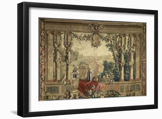 Les Maisons royales. Octobre, signe du Scorpion : promenade de Louis XIV en vue du château des-Brun Charles Le-Framed Giclee Print