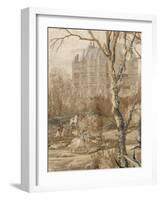 Les Maisons royales. Une entrefenêtre de la tenture. Une chasse en vue du château de Madrid-Charles Le Brun-Framed Giclee Print