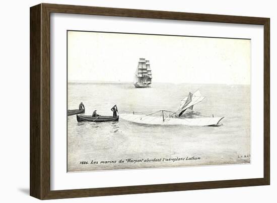 Les Marins Du Harpon Abordent Aeroplane Latham-null-Framed Giclee Print