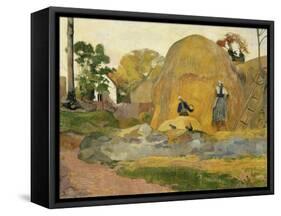 Les meules jaunes ou La moisson blonde-Paul Gauguin-Framed Stretched Canvas