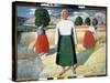 Les Moissonneuses. (Reapers). Scene De Travaux Agricoles, Les Femmes Courbees Font Des Gerbes De Ce-Kazimir Severinovich Malevich-Stretched Canvas