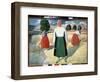 Les Moissonneuses. (Reapers). Scene De Travaux Agricoles, Les Femmes Courbees Font Des Gerbes De Ce-Kazimir Severinovich Malevich-Framed Giclee Print