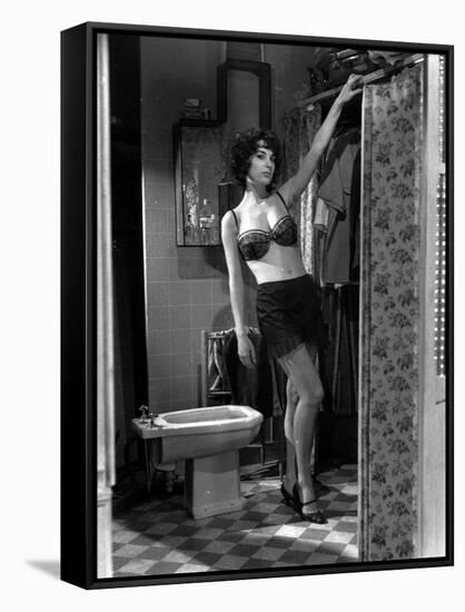 LES MORDUS (The Delinquents) by Rene Jolivet with Bernadette Lafont, 1960 (b/w photo)-null-Framed Stretched Canvas