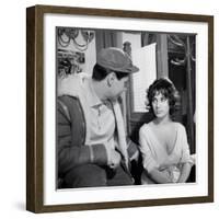 LES MORDUS (The Delinquents) by Rene Jolivet with Sacha Distel and Bernadette Lafont, 1960 (b/w pho-null-Framed Photo