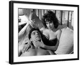 LES MORDUS (The Delinquents) by ReneJolivet with Bernadette Lafont and Sacha Distel, 1960 (b/w phot-null-Framed Photo