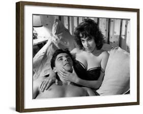 LES MORDUS (The Delinquents) by ReneJolivet with Bernadette Lafont and Sacha Distel, 1960 (b/w phot-null-Framed Photo