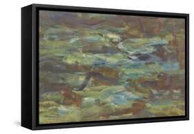 Les Nymph? : Soleil couchant-Claude Monet-Framed Stretched Canvas