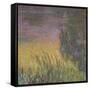 Les Nymph? : Soleil couchant-Claude Monet-Framed Stretched Canvas