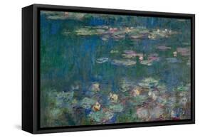 Les Nympheas, green reflections-water lillies, green reflections. Inv. 20102.-Claude Monet-Framed Stretched Canvas