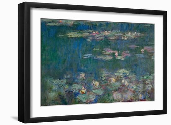 Les Nympheas, green reflections-water lillies, green reflections. Inv. 20102.-Claude Monet-Framed Giclee Print