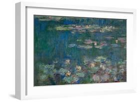 Les Nympheas, green reflections-water lillies, green reflections. Inv. 20102.-Claude Monet-Framed Giclee Print