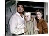 Les Oiseaux BIRDS d'AlfredHitchcock with Rod Taylor, Tippi Hedren, Jessica Tandy, 1963 (photo)-null-Stretched Canvas