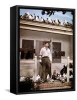 Les Oiseaux THE BIRDS d'Alfred Hitchcock with Rod Taylor, 1963 (photo)-null-Framed Stretched Canvas