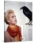 Les Oiseaux THE BIRDS d'Alfred Hitchcock with Tippi Hedren, 1963 (photo)-null-Stretched Canvas