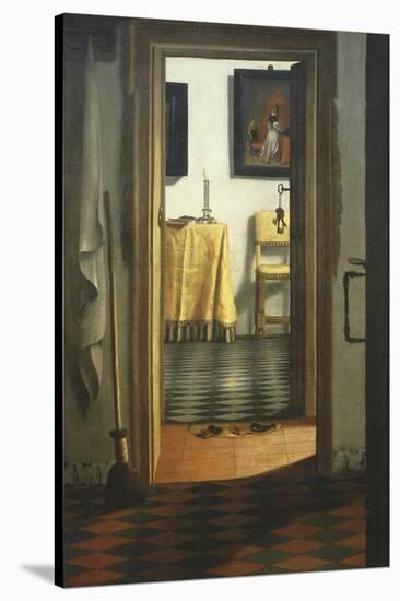Les Pantoufles, the Slippers, or Interior View-Samuel van Hoogstraaten-Stretched Canvas