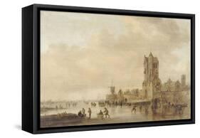 Les patineurs (le motif est inspiré de la Pellekussenpoort près d'Utrecht)-Jan Van Goyen-Framed Stretched Canvas