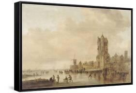 Les patineurs (le motif est inspiré de la Pellekussenpoort près d'Utrecht)-Jan Van Goyen-Framed Stretched Canvas