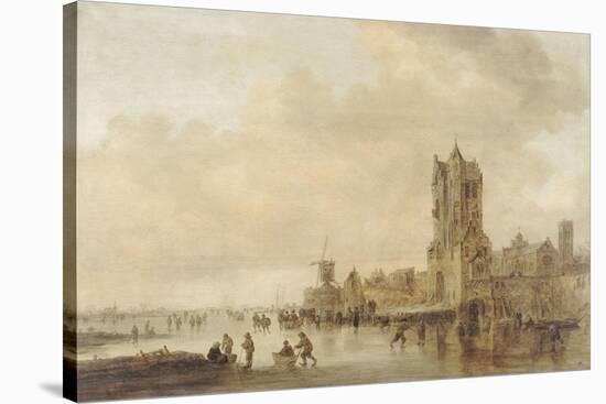 Les patineurs (le motif est inspiré de la Pellekussenpoort près d'Utrecht)-Jan Van Goyen-Stretched Canvas