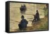Les pêcheurs à la ligne, étude pour le Grande Jatte-Georges Seurat-Framed Stretched Canvas
