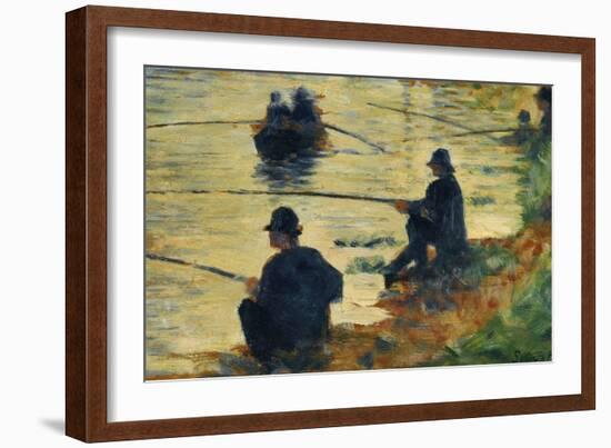 Les pecheurs a la ligne-fishermen; study for " La Grande Jatte", 1883-Georges Seurat-Framed Giclee Print