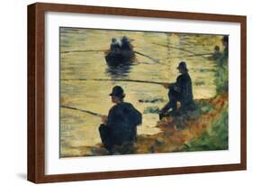 Les pecheurs a la ligne-fishermen; study for " La Grande Jatte", 1883-Georges Seurat-Framed Giclee Print