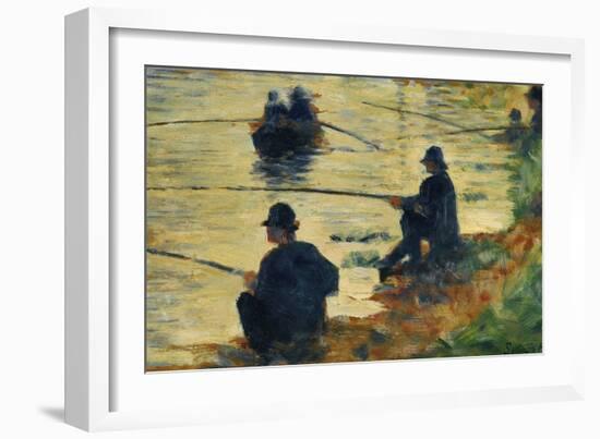 Les pecheurs a la ligne-fishermen; study for " La Grande Jatte", 1883-Georges Seurat-Framed Giclee Print