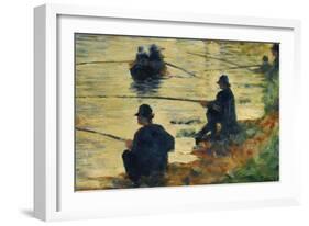 Les pecheurs a la ligne-fishermen; study for " La Grande Jatte", 1883-Georges Seurat-Framed Giclee Print