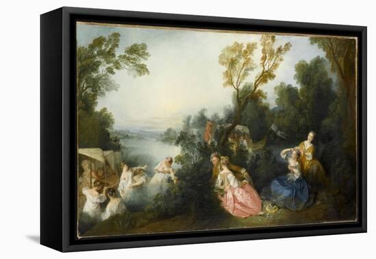 Les Plaisirs du bain-Nicolas Lancret-Framed Stretched Canvas