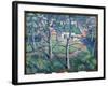 Les Pommiers En Fleurs (Apple Trees Blooming). Paysage De Campagne En Ete, Quelques Maisons, Un Che-Kazimir Severinovich Malevich-Framed Giclee Print