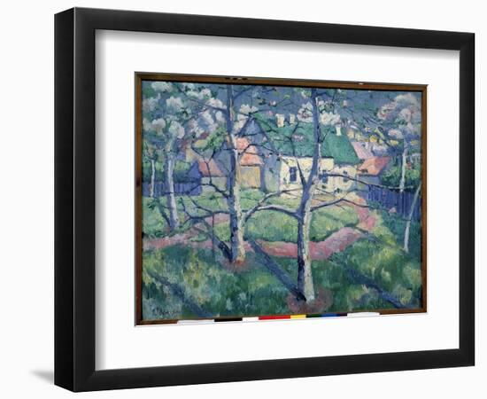Les Pommiers En Fleurs (Apple Trees Blooming). Paysage De Campagne En Ete, Quelques Maisons, Un Che-Kazimir Severinovich Malevich-Framed Giclee Print