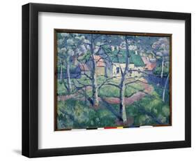 Les Pommiers En Fleurs (Apple Trees Blooming). Paysage De Campagne En Ete, Quelques Maisons, Un Che-Kazimir Severinovich Malevich-Framed Giclee Print