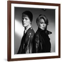 Les predateurs HUNGER by Tony Scott with David Bowie and Catherine Deneuve, 1983 (b/w photo)-null-Framed Photo