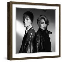 Les predateurs HUNGER by Tony Scott with David Bowie and Catherine Deneuve, 1983 (b/w photo)-null-Framed Photo