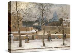 Les Quais de Seine en hiver (devant la pointe occidentale de l'île Saint-Louis)-Pierre Prins-Stretched Canvas