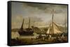Les Quais marchands de Rouen-Jean-Baptiste-Camille Corot-Framed Stretched Canvas