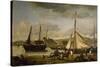 Les Quais marchands de Rouen-Jean-Baptiste-Camille Corot-Stretched Canvas