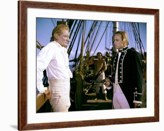 Les revoltes du Bounty Mutiny on the Bounty by LewisMilestone with Marlon Brando and Trevor Howard,-null-Framed Photo