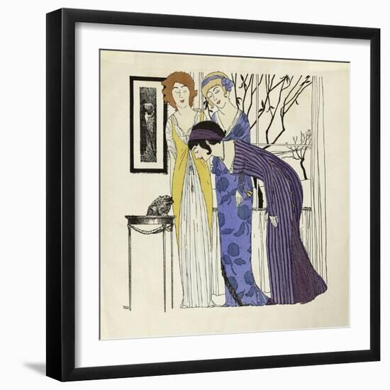 Les robes de Paul Poiret racontées, Paul Iribe, Planche 3, Trois robes drapées-Paul Iribe-Framed Giclee Print