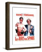 LES ROIS DU SPORT, French poster art, from left: Fernandel, Raimu, 1937-null-Framed Art Print